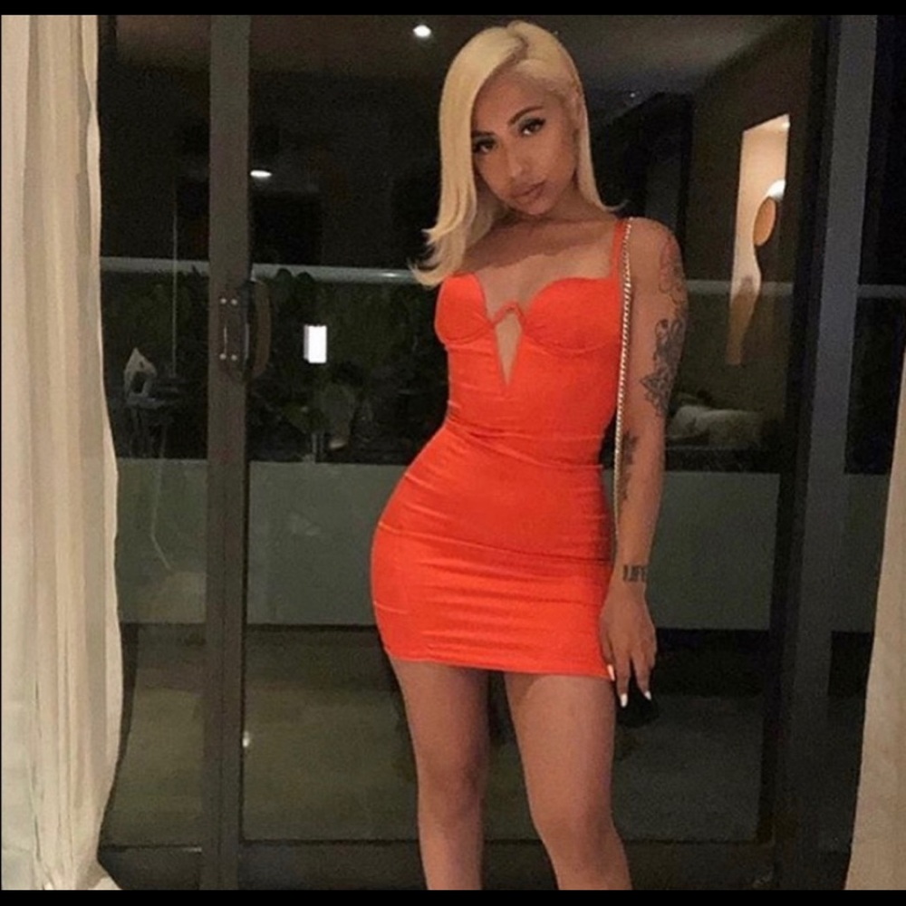 Orange underwire satin mini dress Oh Polly